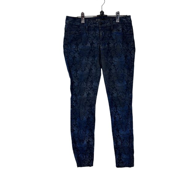 Guess Kate Skinny Blue Damask Print Jeans Size 28 Avant Garde Floral Boho - Picture 8 of 15
